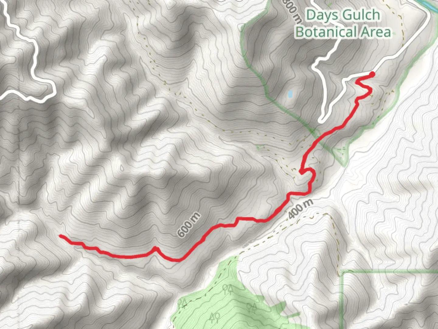 An image depicting the trail Fiddler Gulch and its surrounding area.