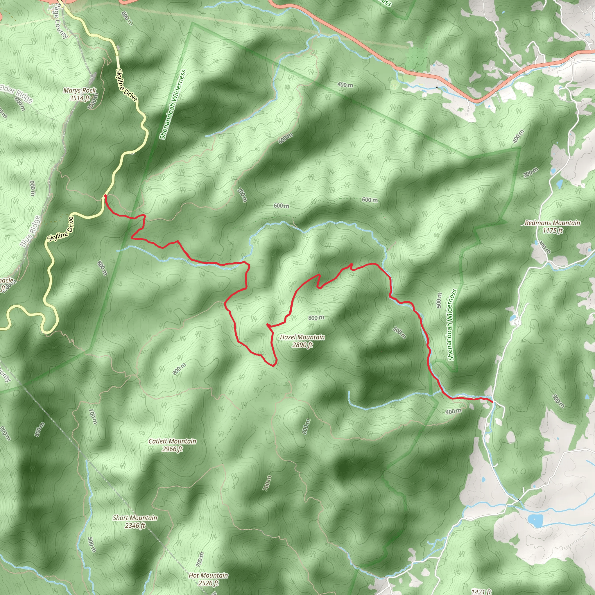 Hazel Mountain Trail and Hazel River Trail mobile static map