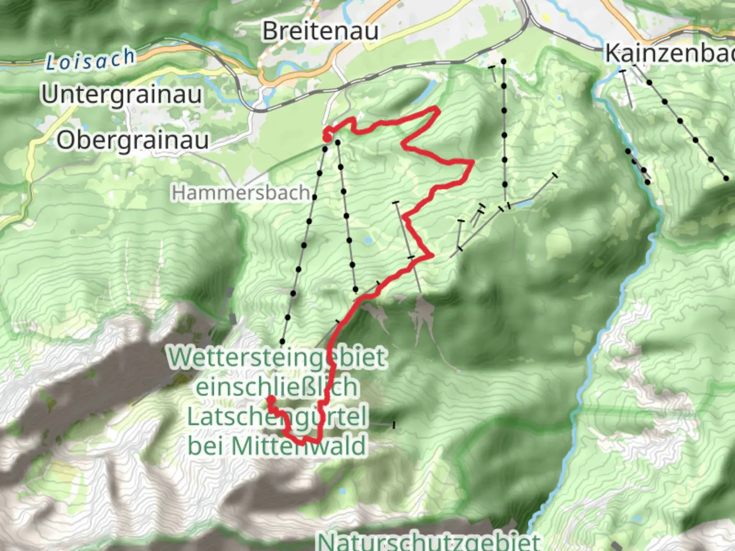 An image depicting the trail Alpspitzbahn Point to Point and its surrounding area.
