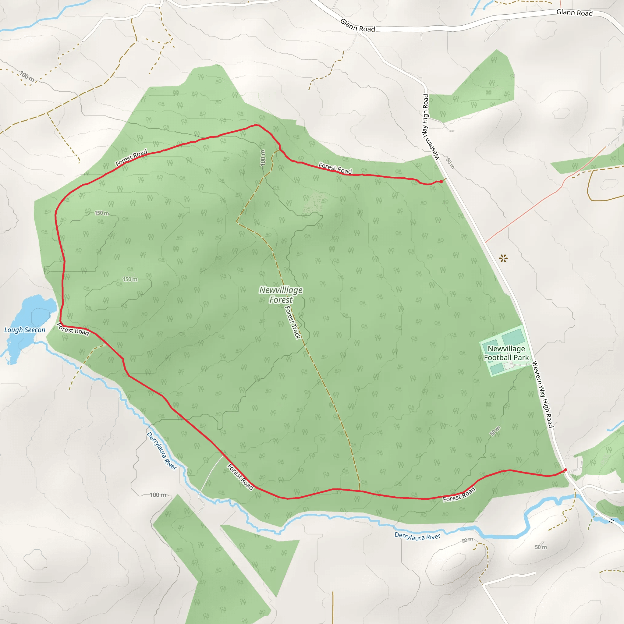 New Village - Lough Seecon Trail mobile static map