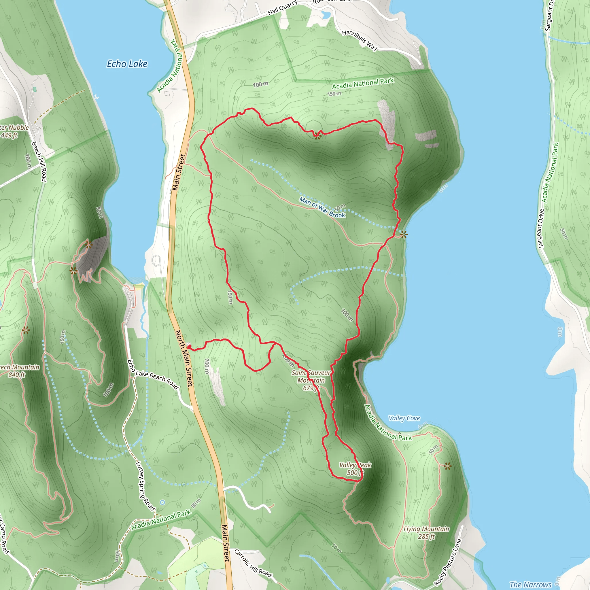 Saint Sauveur Mountain and Acadia Mountain Loop Trail mobile static map