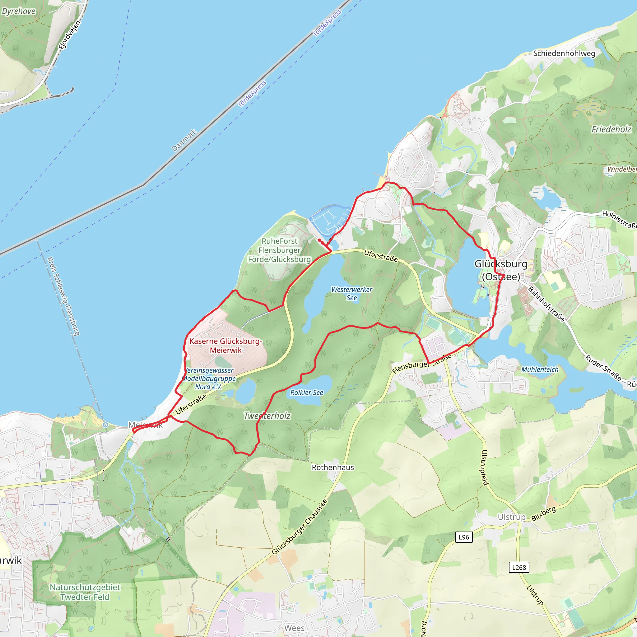 Westerwerker and Schlossteich via Wanderweg in Gluecksburg mobile static map