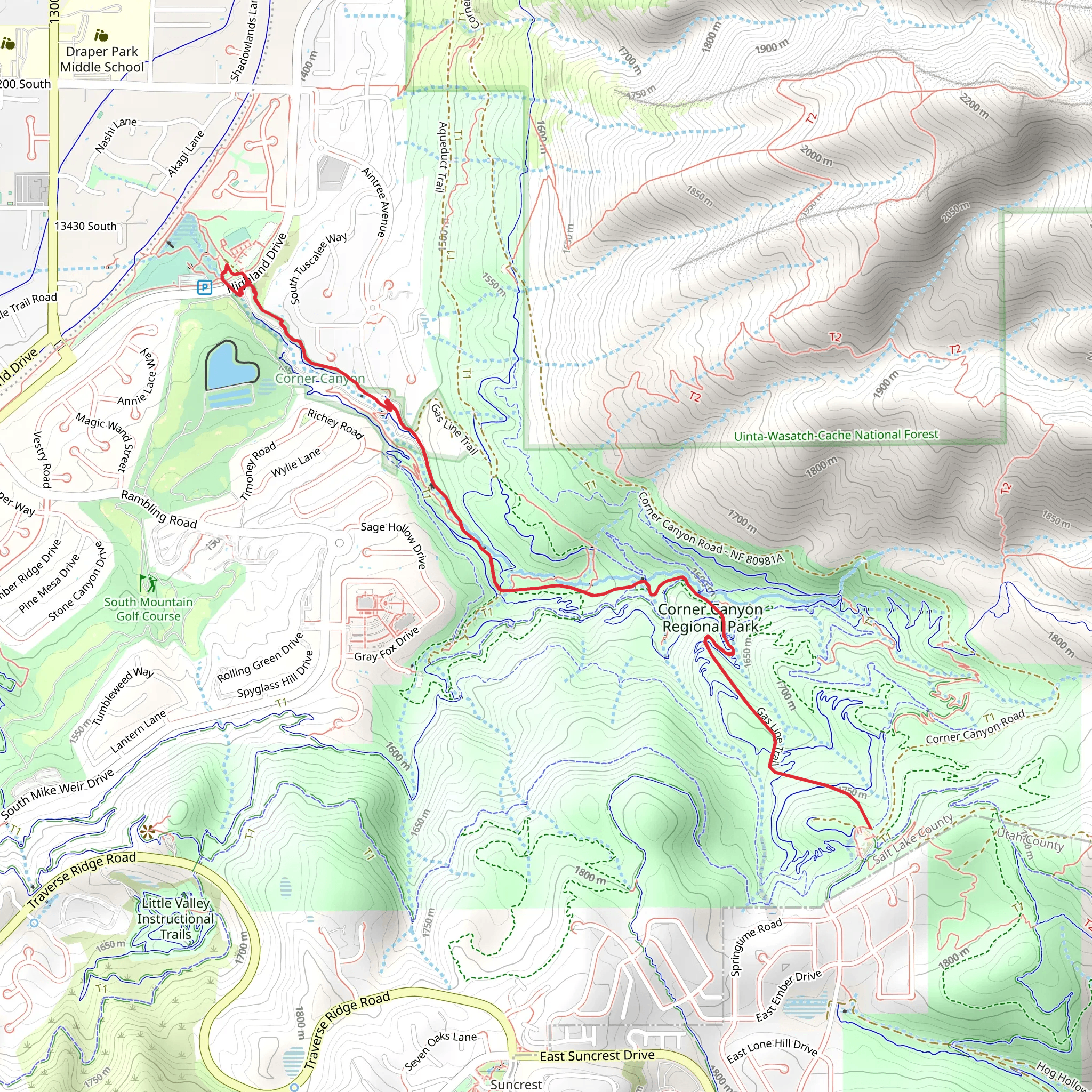 Sweet Caroline Trail and Gas Line Trail mobile static map