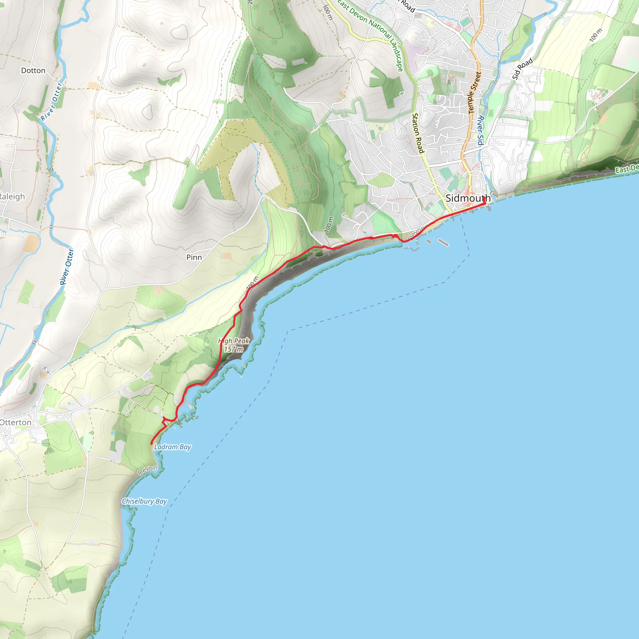 Sidmouth to Ladram Bay Walk mobile static map
