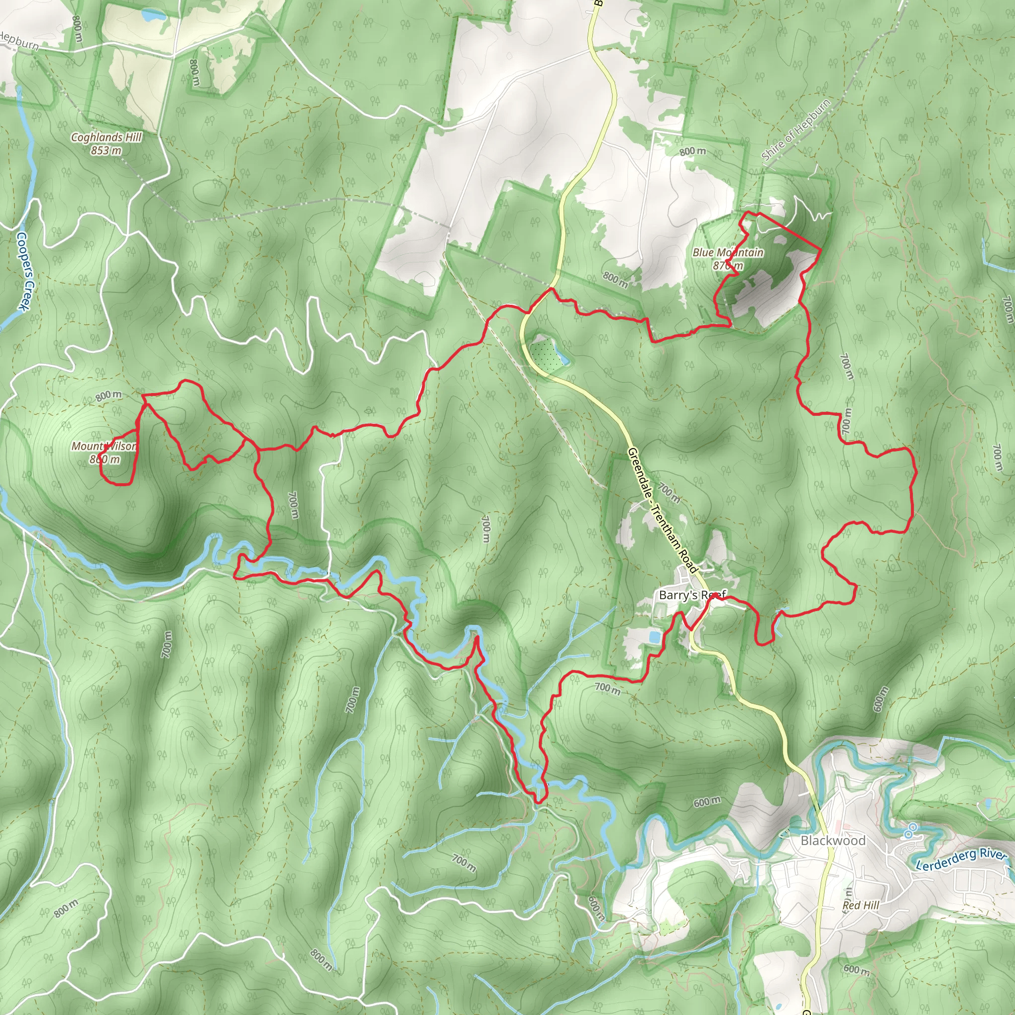 Blue Mount and Mount Wilson Trail mobile static map
