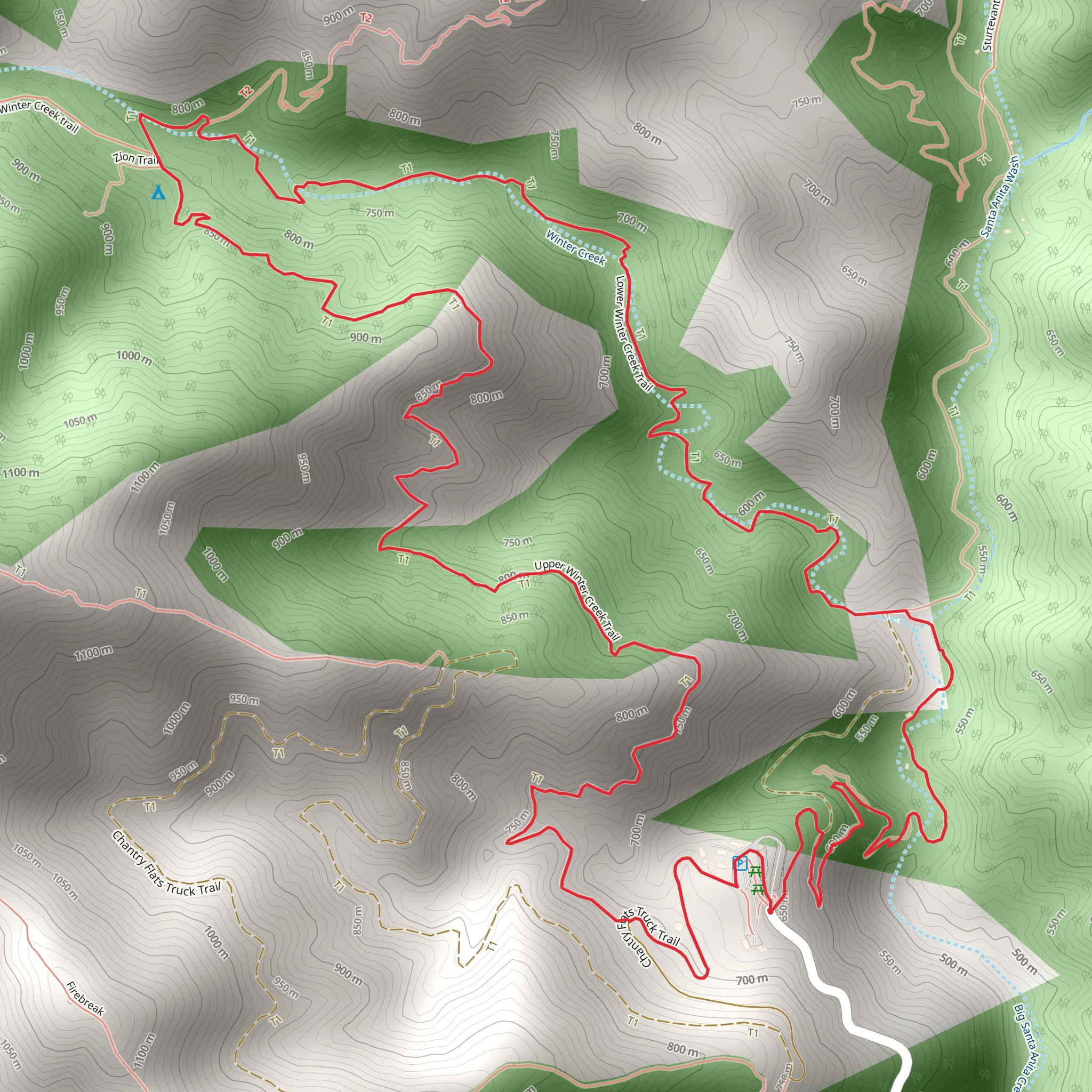 Upper and Lower Winter Creek Loop Trail mobile static map