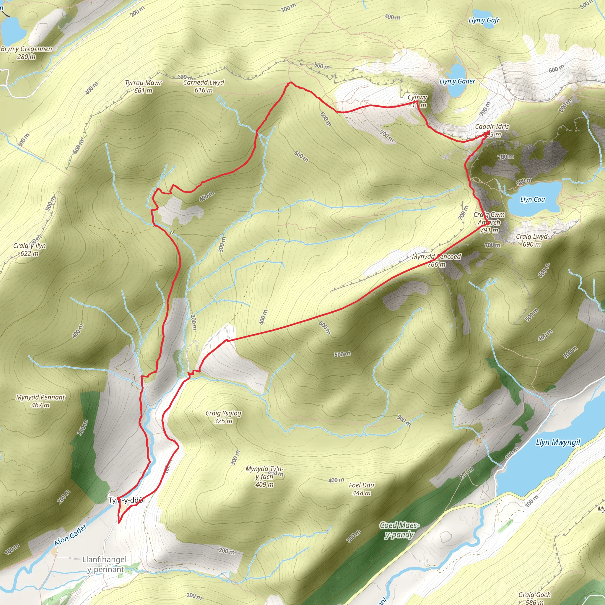 Cadair Idris from Llanfihangel-y-pennant mobile static map