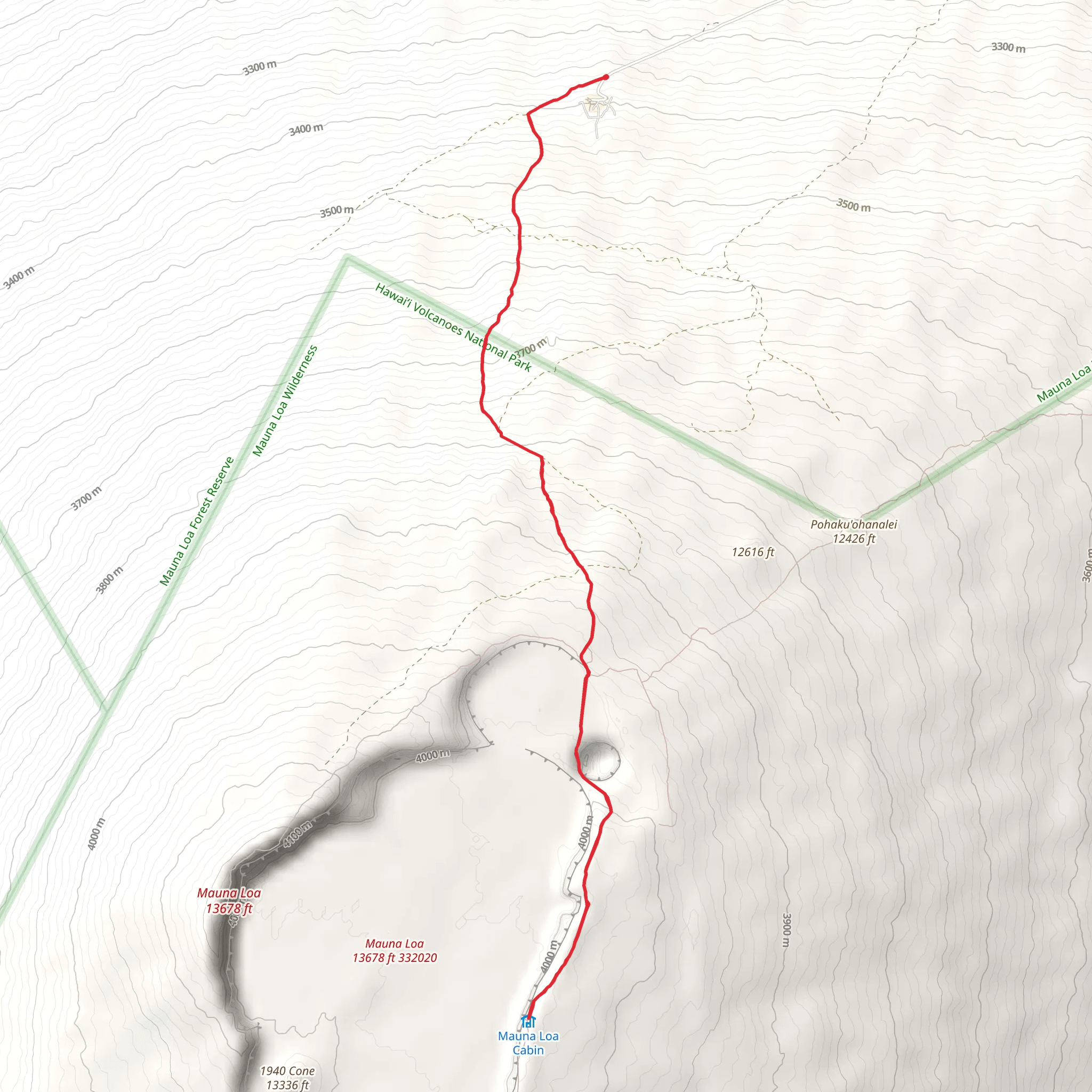 Mount Loa Summit Cabin via Mauna Loa Summit Trail mobile static map