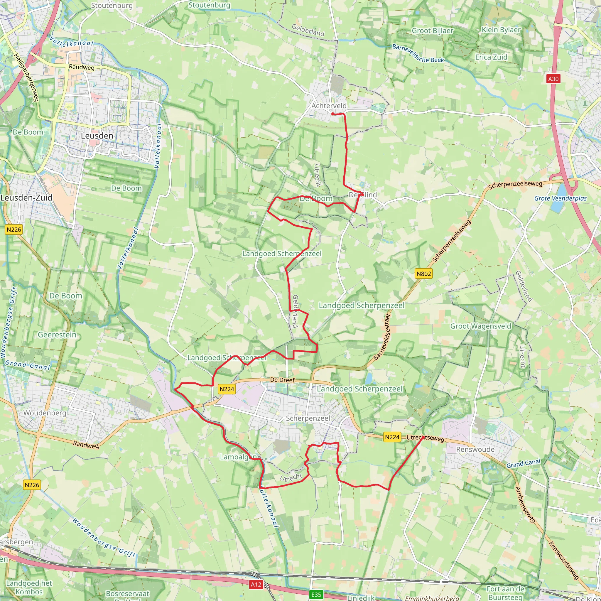 Archterveld to Renswoude via Dashorsterpad and Utrechtpad mobile static map