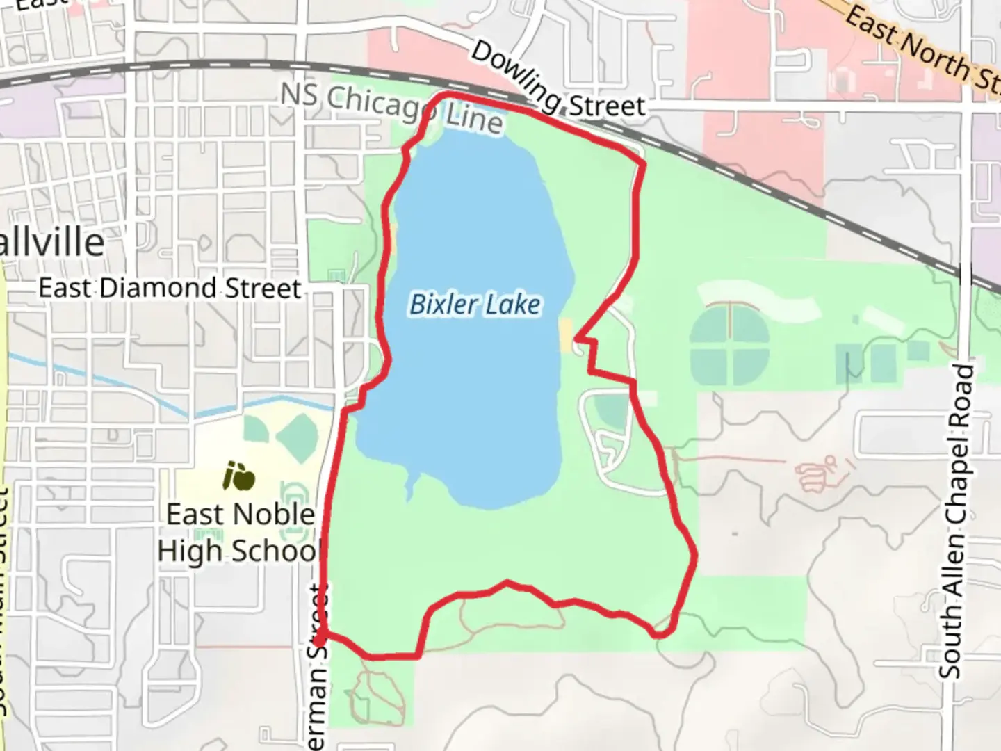 An image depicting the trail Bixler Lake Loop and its surrounding area.