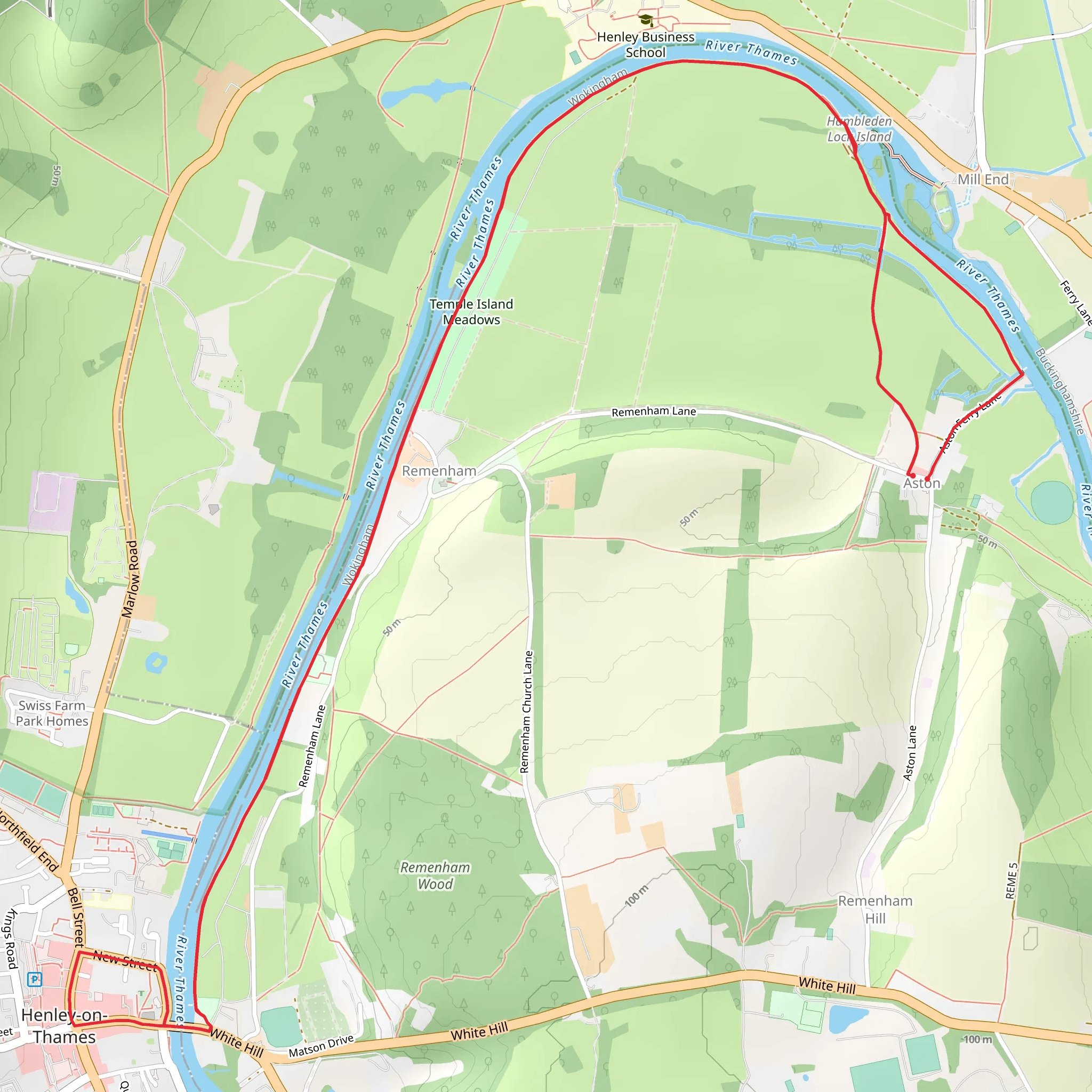 River Thames and Henley Reach viaThames Path mobile static map