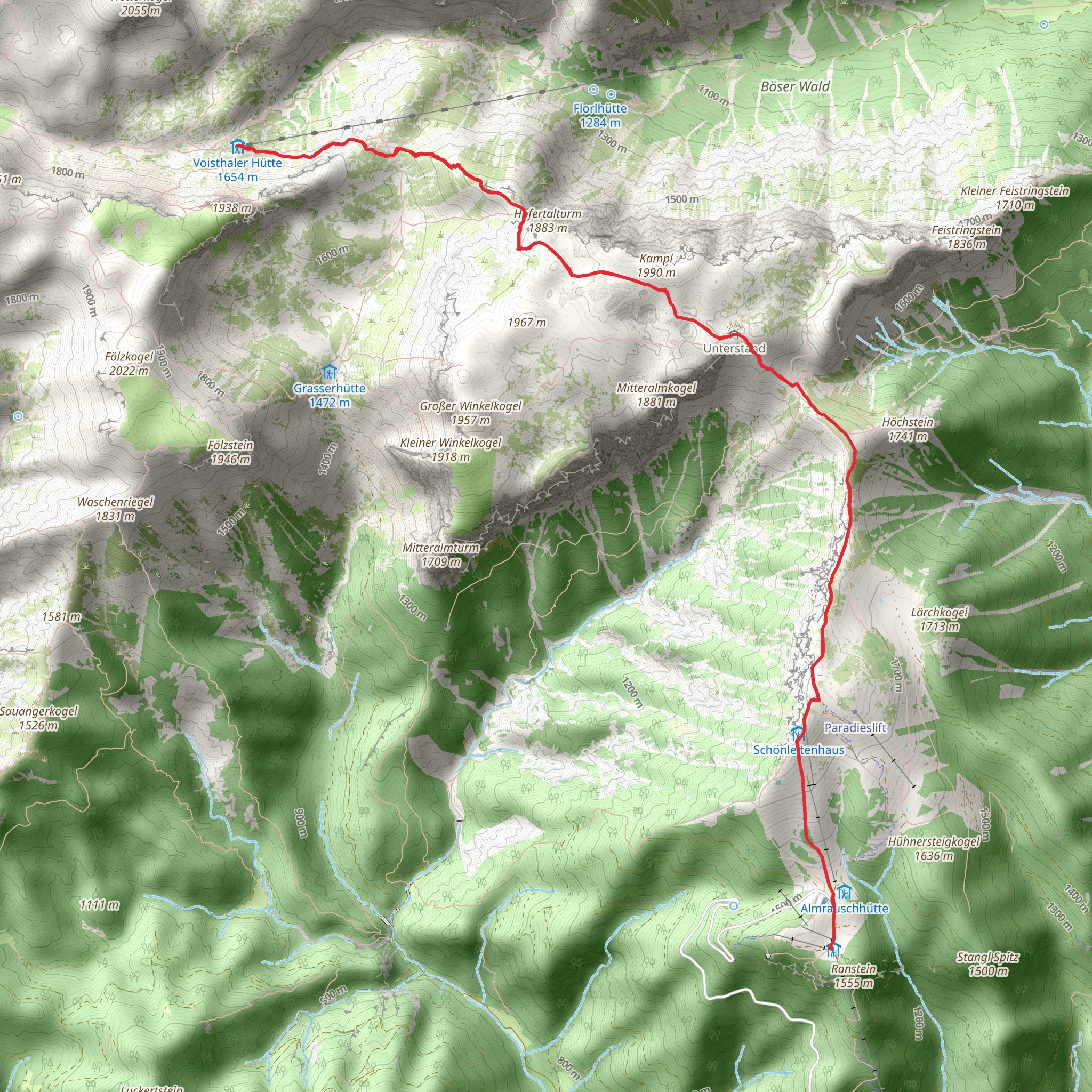 BergZeitReise Tagestourentipp - Bergtour zur Voisthalerhütte mobile static map