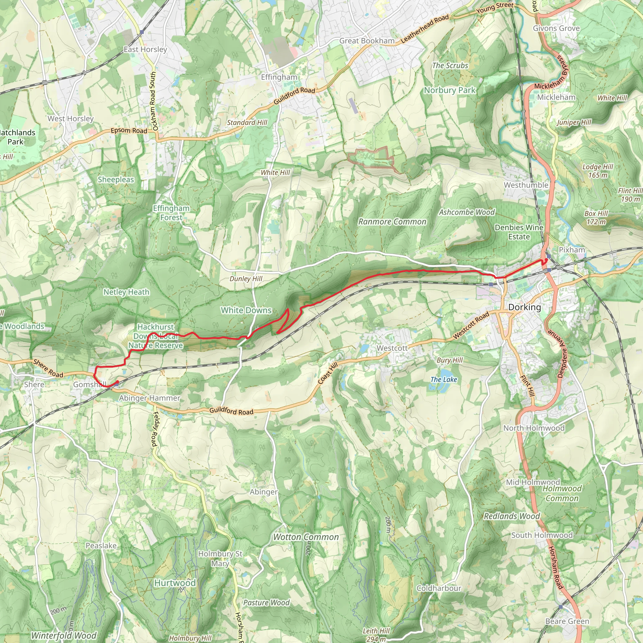 Dorking to Gomshall Walk mobile static map
