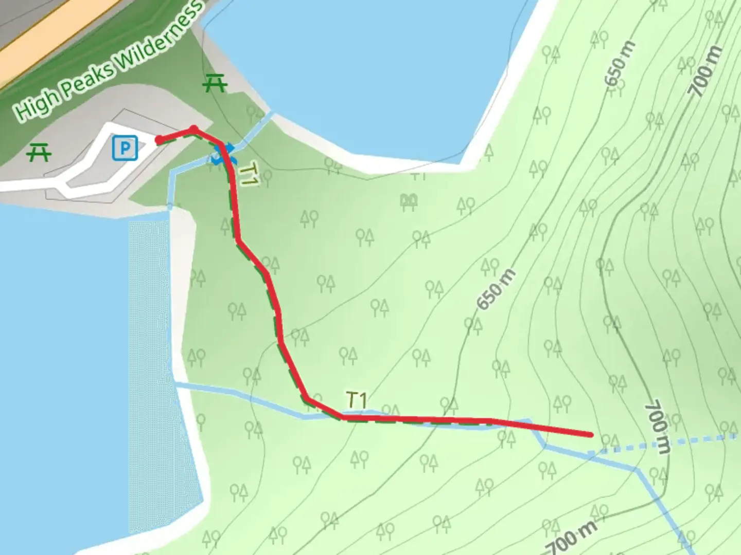 An image depicting the trail Cascade Falls Trail and its surrounding area.