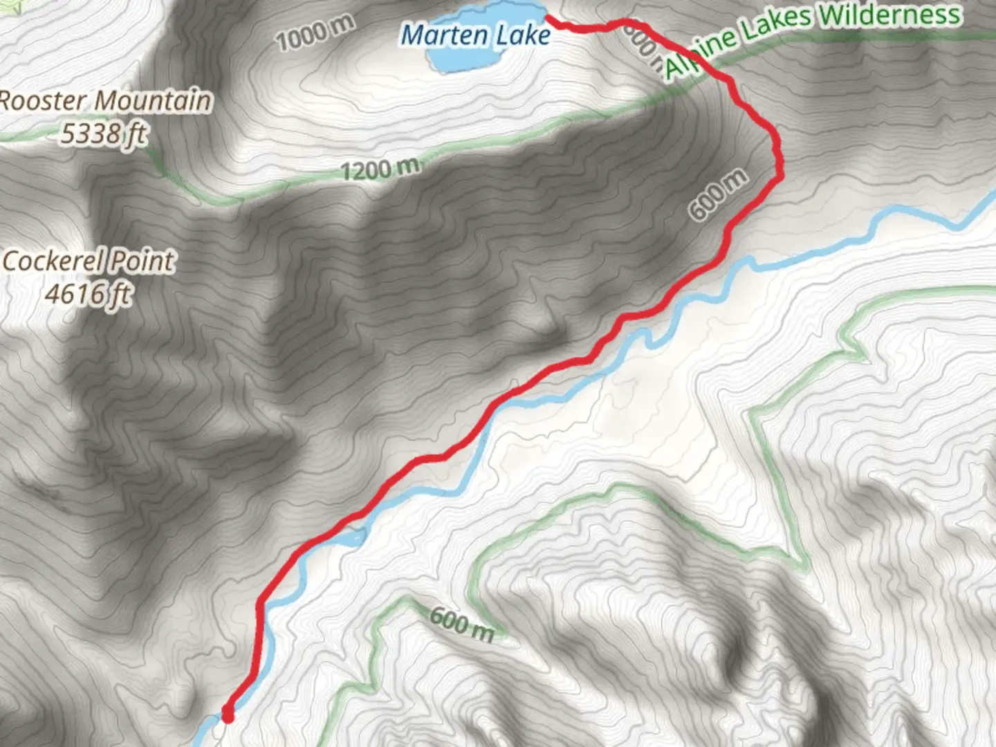 An image depicting the trail Marten Lake Trail and its surrounding area.