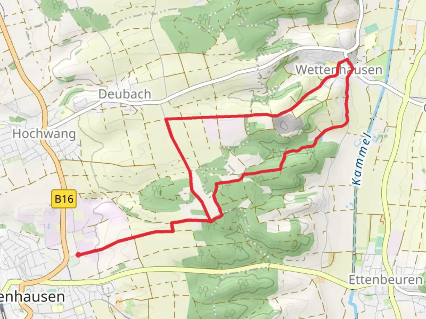 An image depicting the trail Keltenpfad Loop and its surrounding area.
