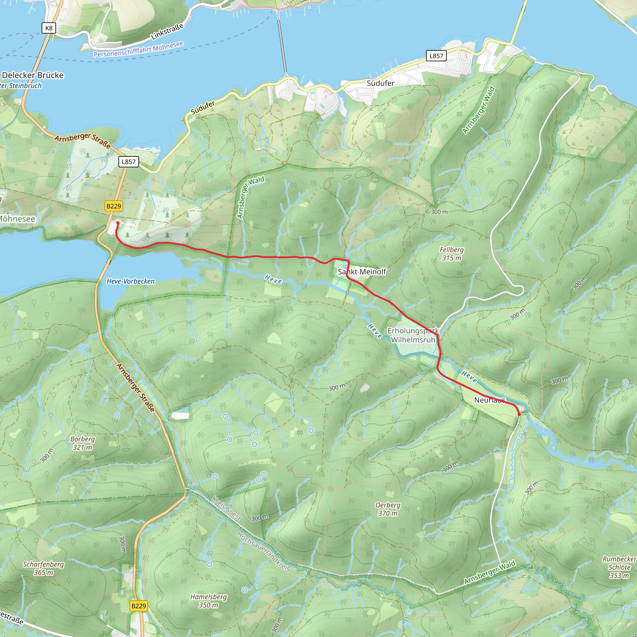 Torhaus to Neuhaus Walk via Jagdschloss mobile static map