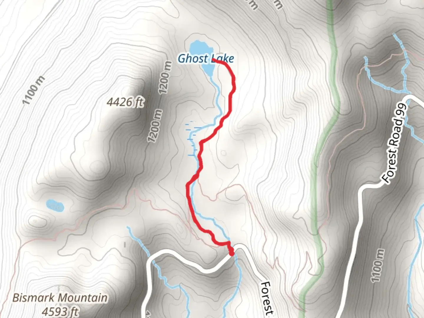 An image depicting the trail Ghost Lake Trail and its surrounding area.