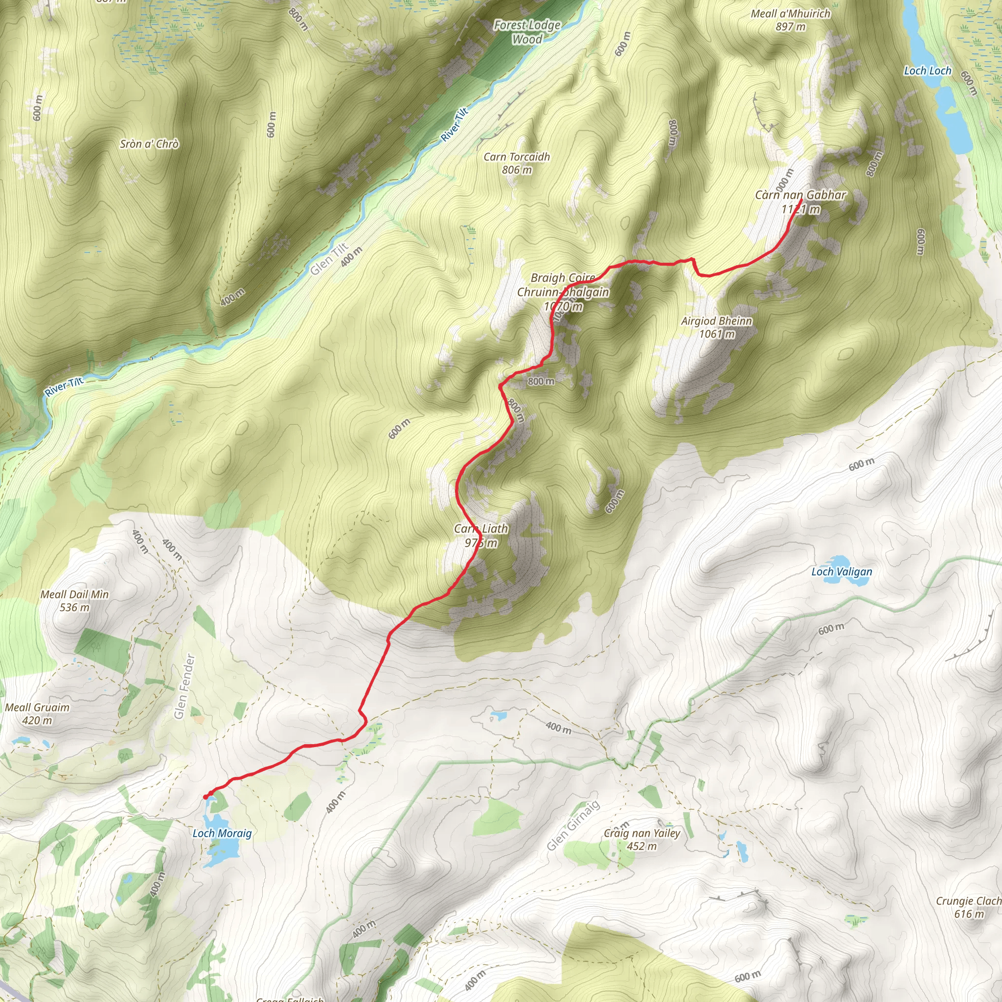 Càrn nan Gabhar via Beinn Mhoal mobile static map