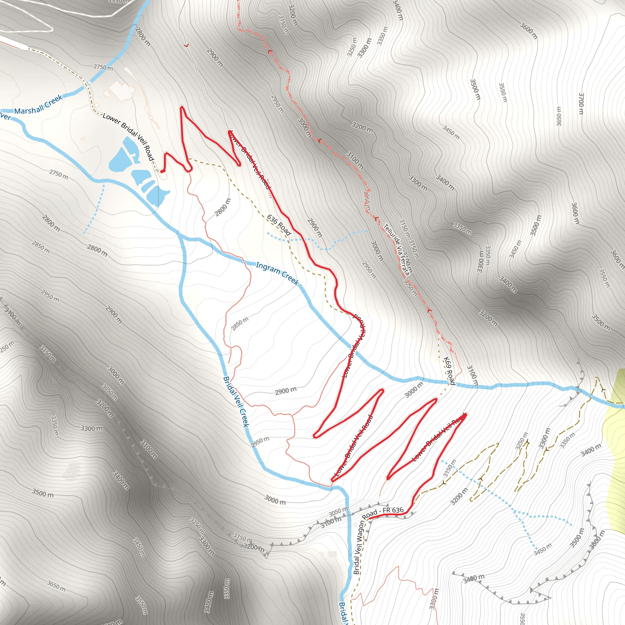 Lower Bridal Veil Road mobile static map