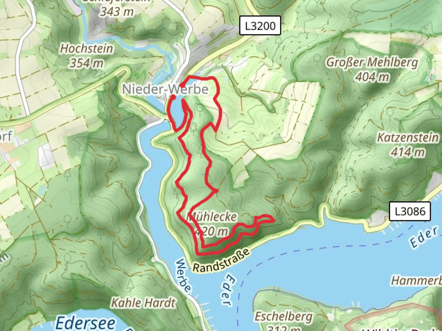 An image depicting the trail Reiherbach via Urwaldsteig Edersee and its surrounding area.