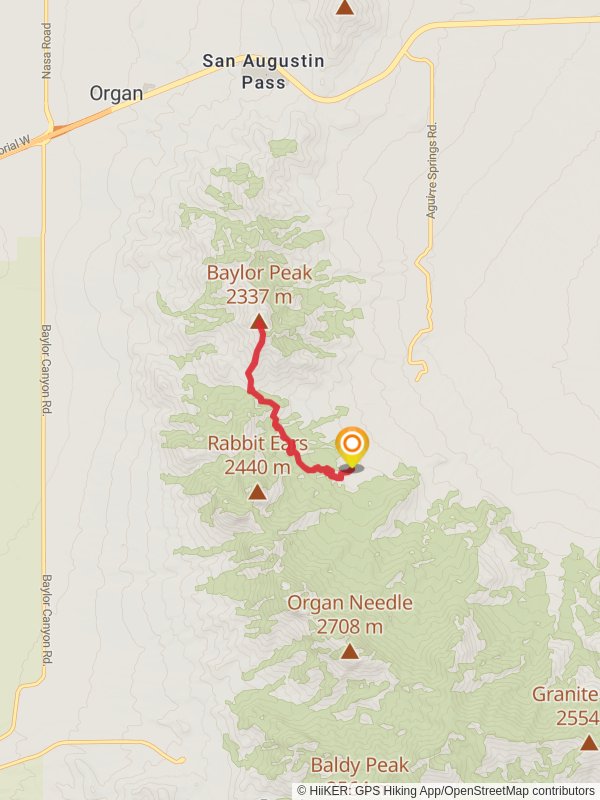 Baylor Peak via Baylor Canyon Pass mobile static map