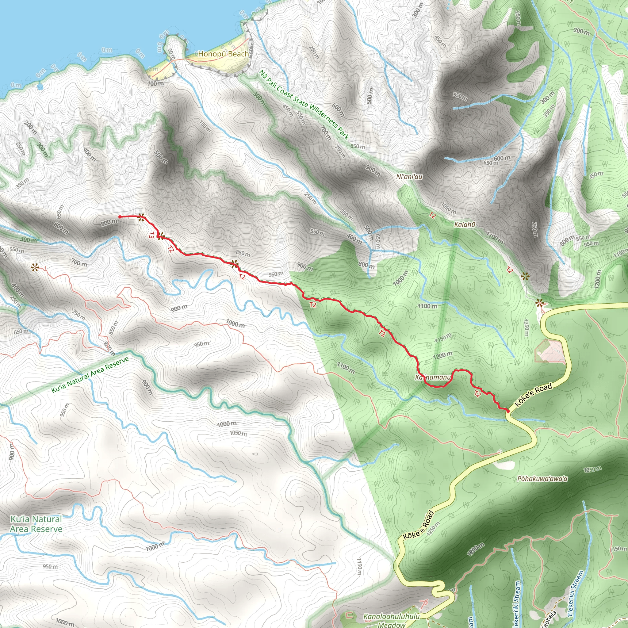 Honopu Trail mobile static map