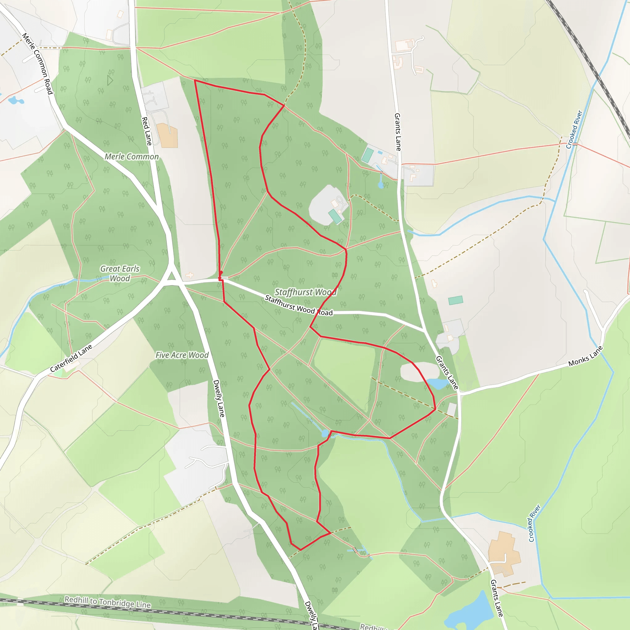 Staffhurst Wood Long Loop mobile static map