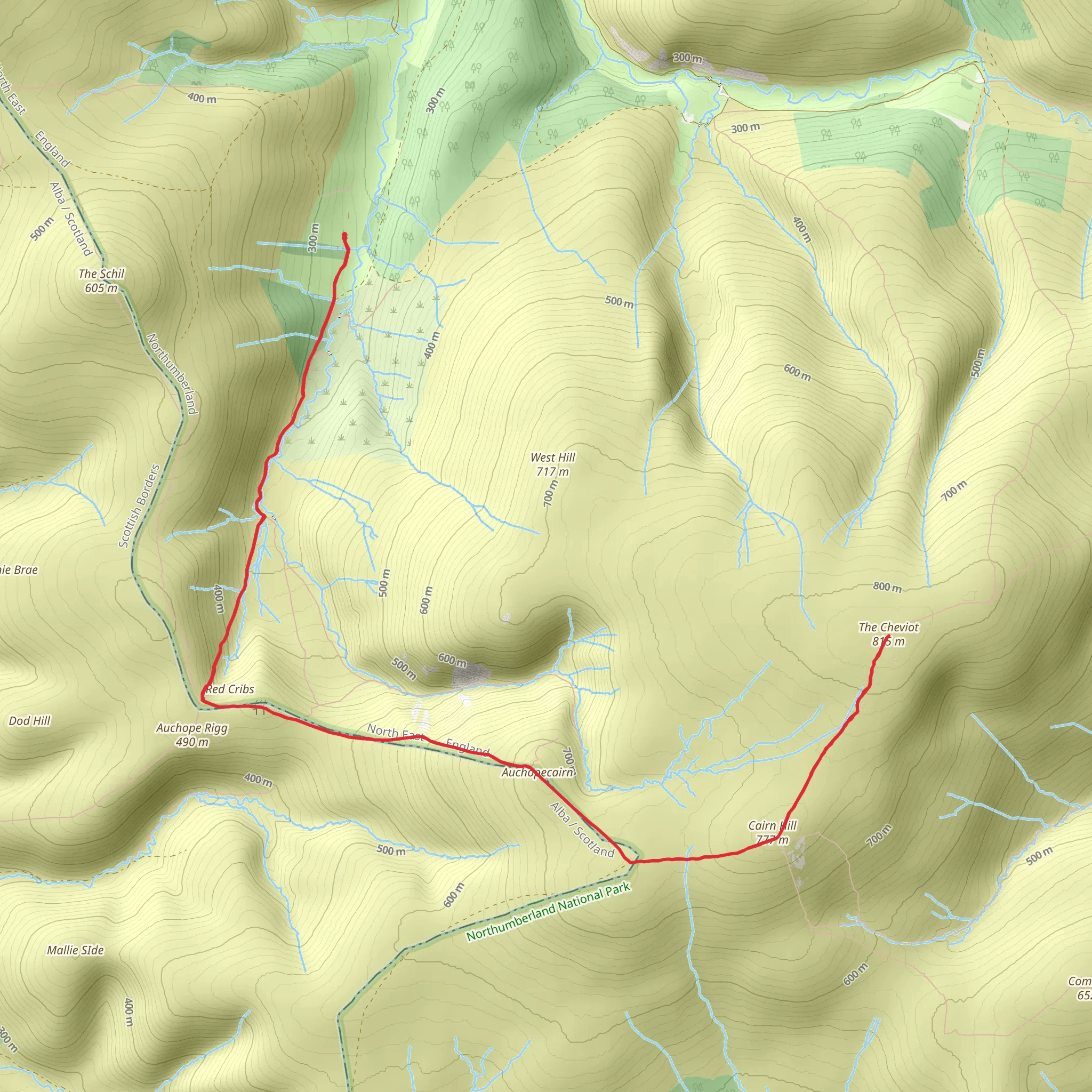 The Cheviot from College Valley mobile static map