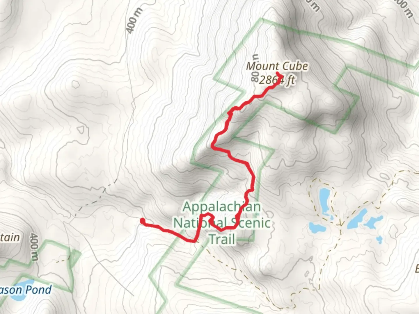 An image depicting the trail Mount Cube via Kodak and Appalachian Trail and its surrounding area.
