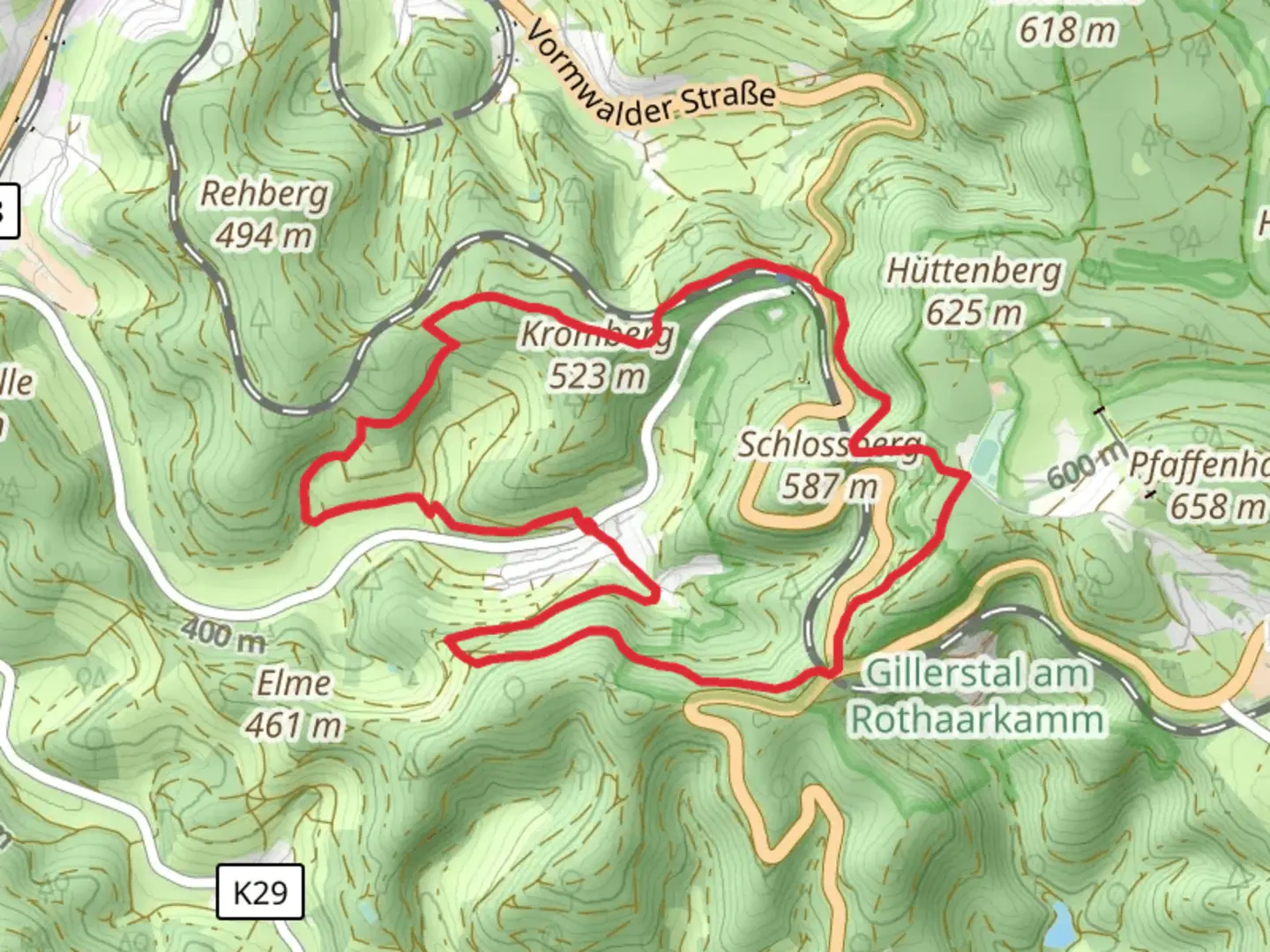An image depicting the trail Jung Stilling Rundweg and its surrounding area.