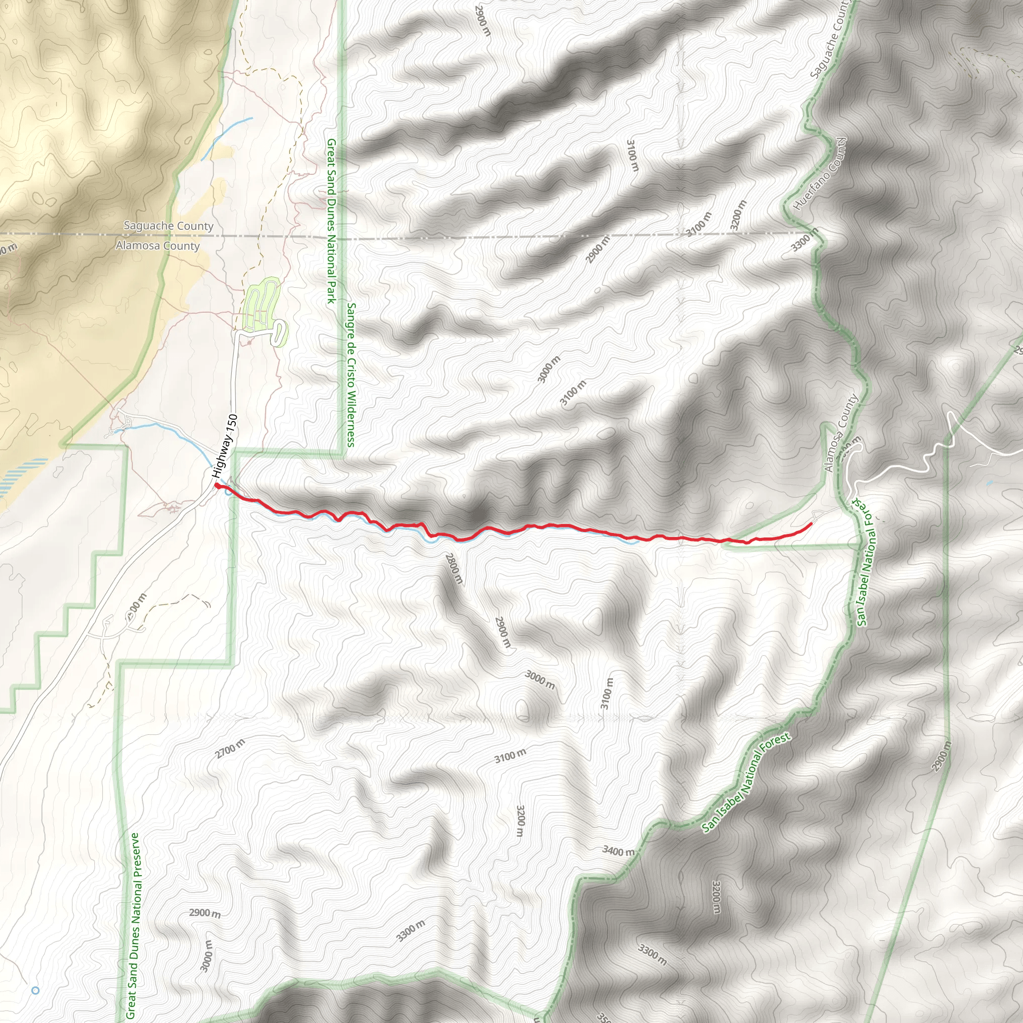 Mosca Pass Trail mobile static map