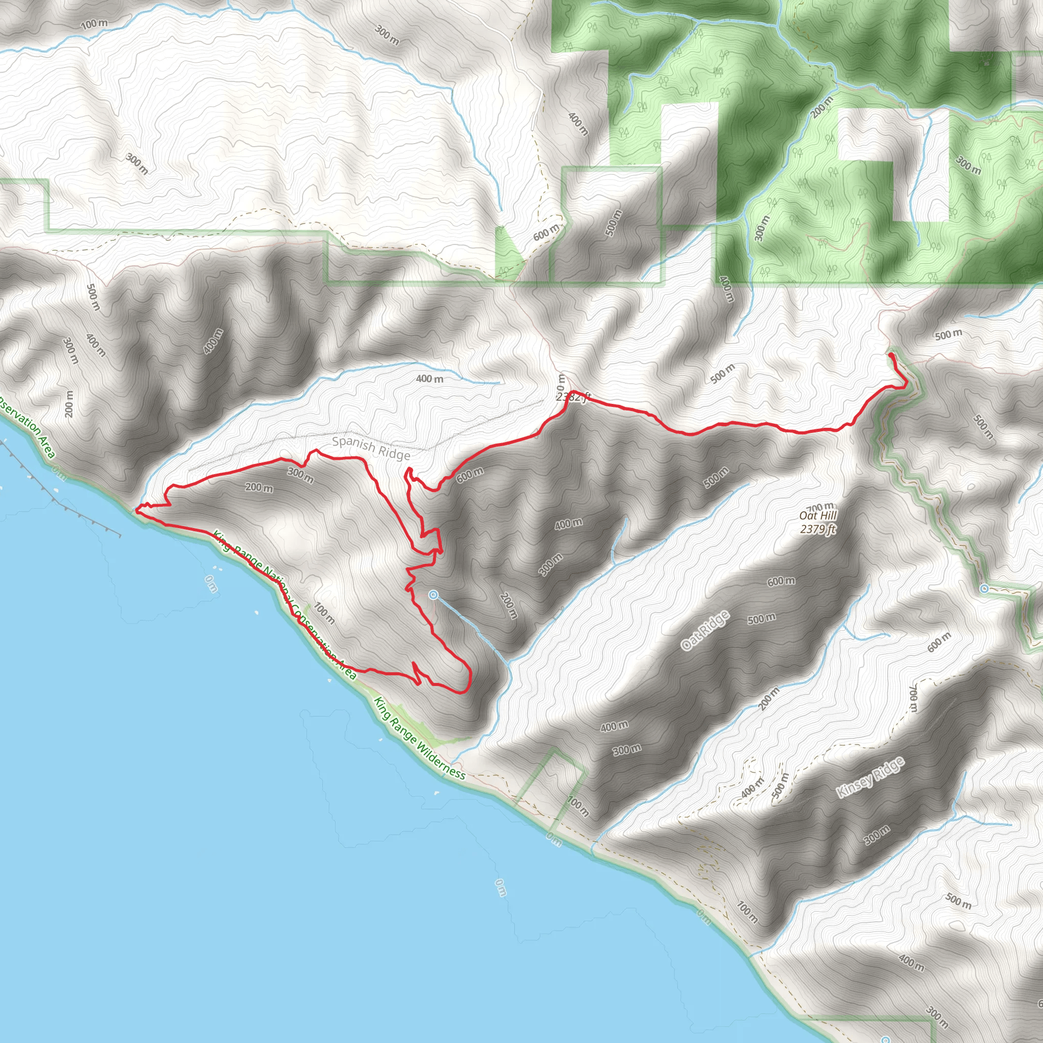 Spanish Ridge Trail and Lost Coast Loop Trail mobile static map
