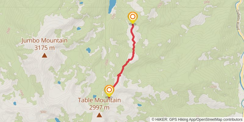 Table Mountain from Lava Lake Trail stage 2 Map