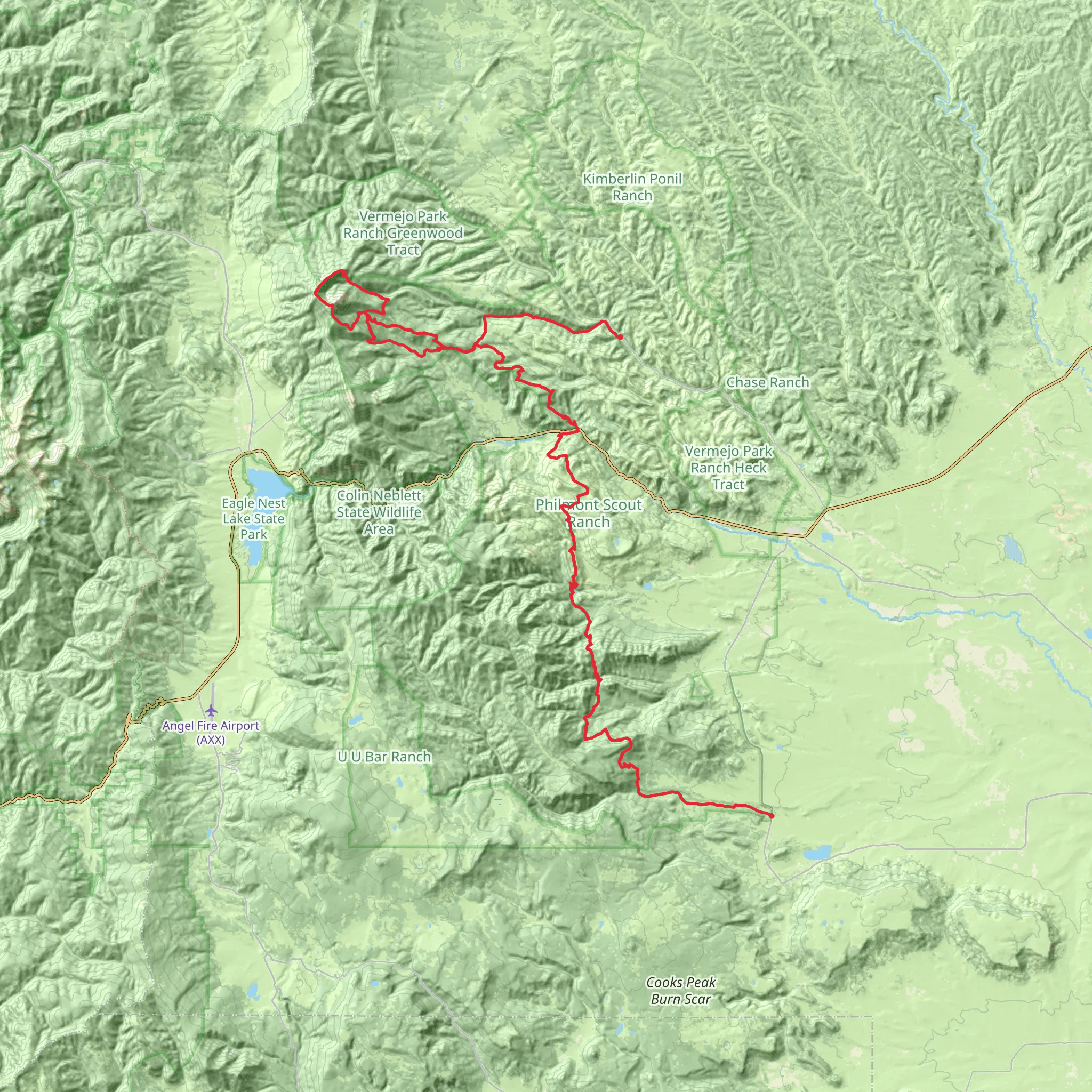 Baldy Mountain and Ute Creek and South Ponil Creek mobile static map