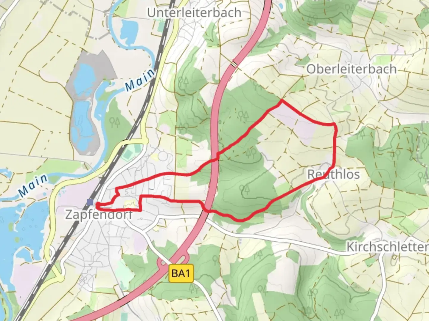 An image depicting the trail Rundweg Blaue and 7 Fluesse Wanderweg Loop and its surrounding area.