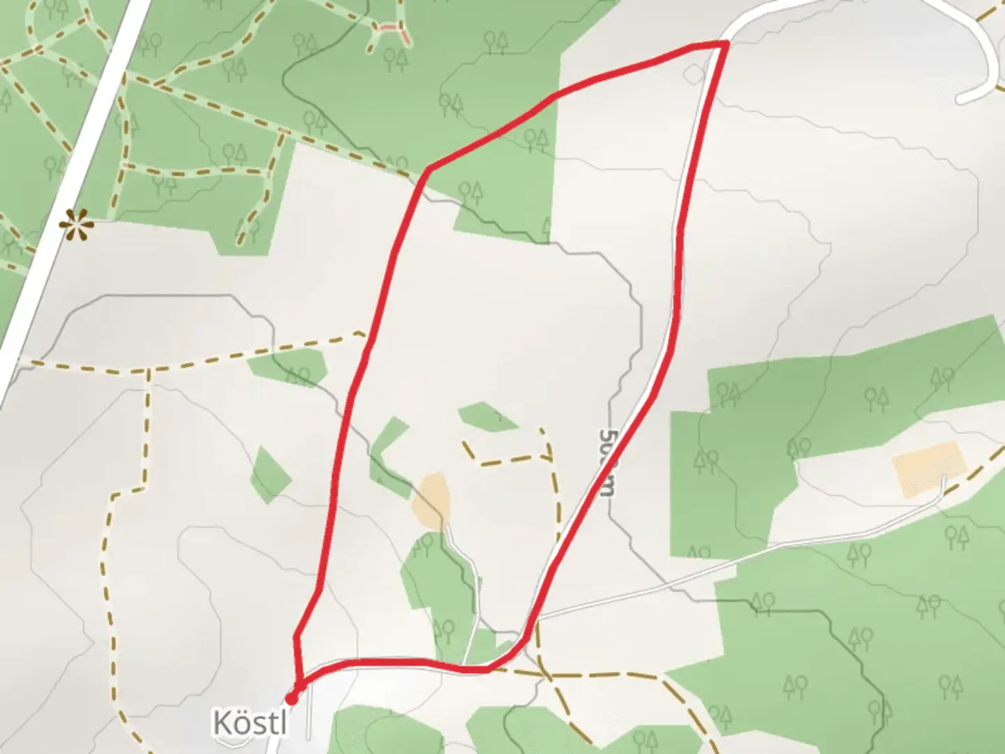 An image depicting the trail Köstl Loop and its surrounding area.