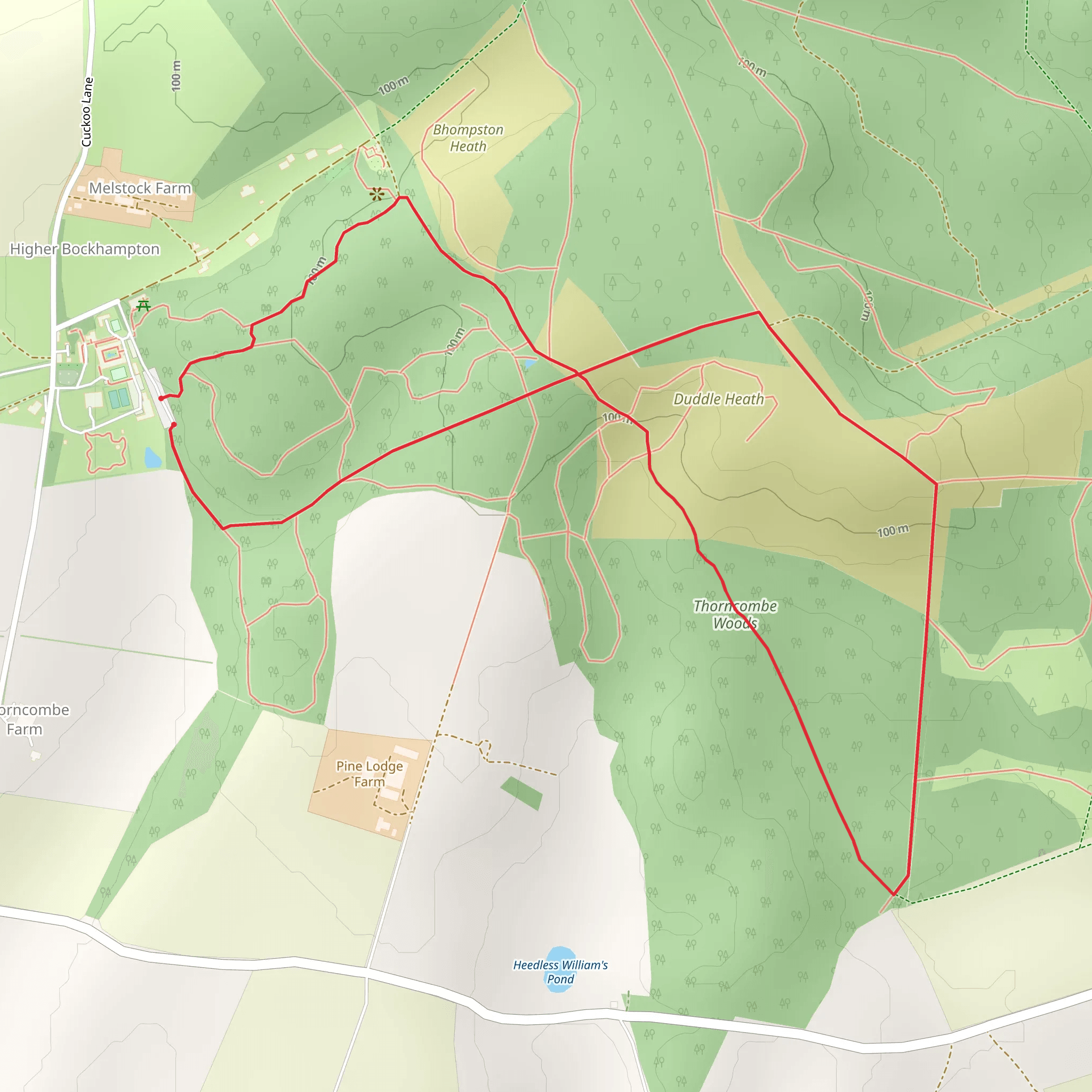 Thorncombe Woods Loop mobile static map