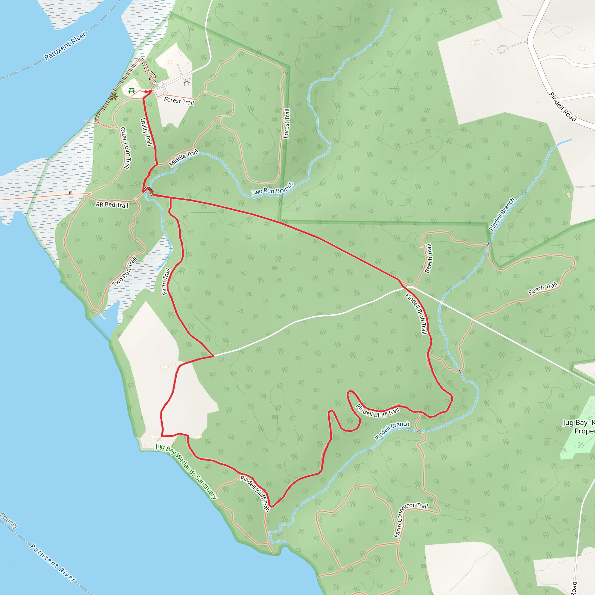 Utility Trail and Pindell Bluff Loop Trail mobile static map