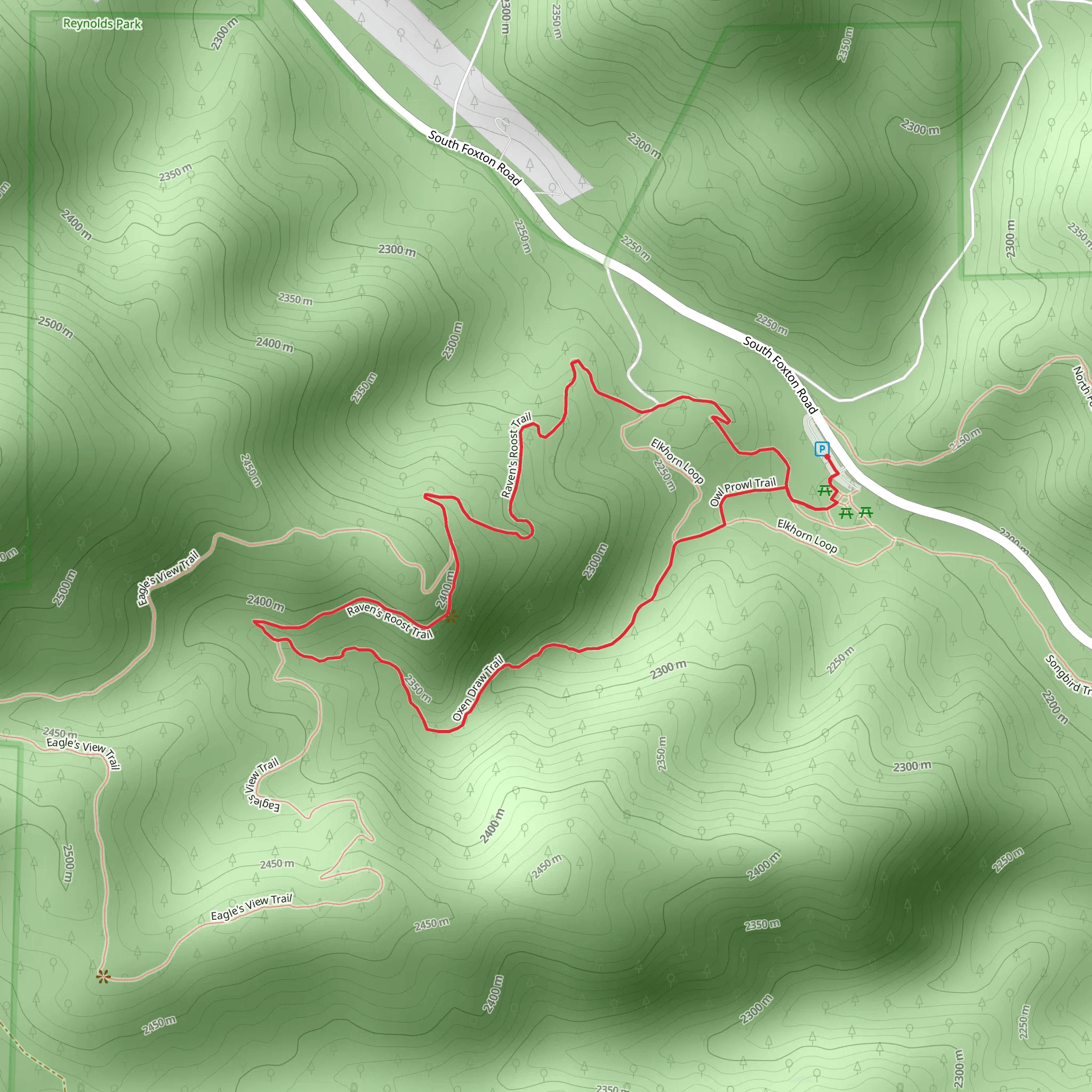 Raven's Roost and Oxen Draw Loop Trail mobile static map