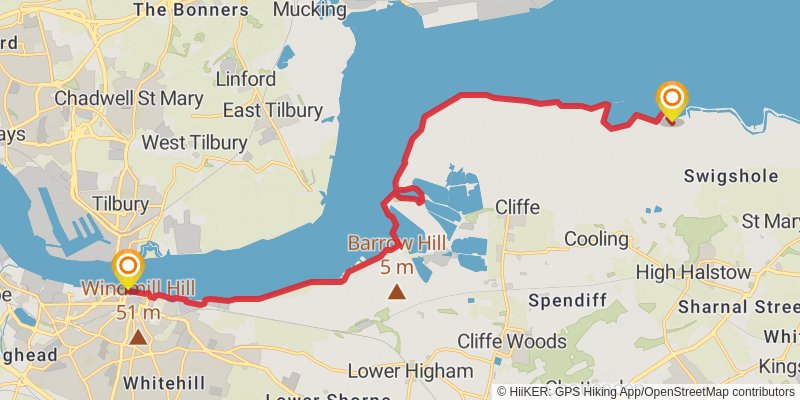 Camber to Dartford Station Walk via England Coast Path stage 15 Map