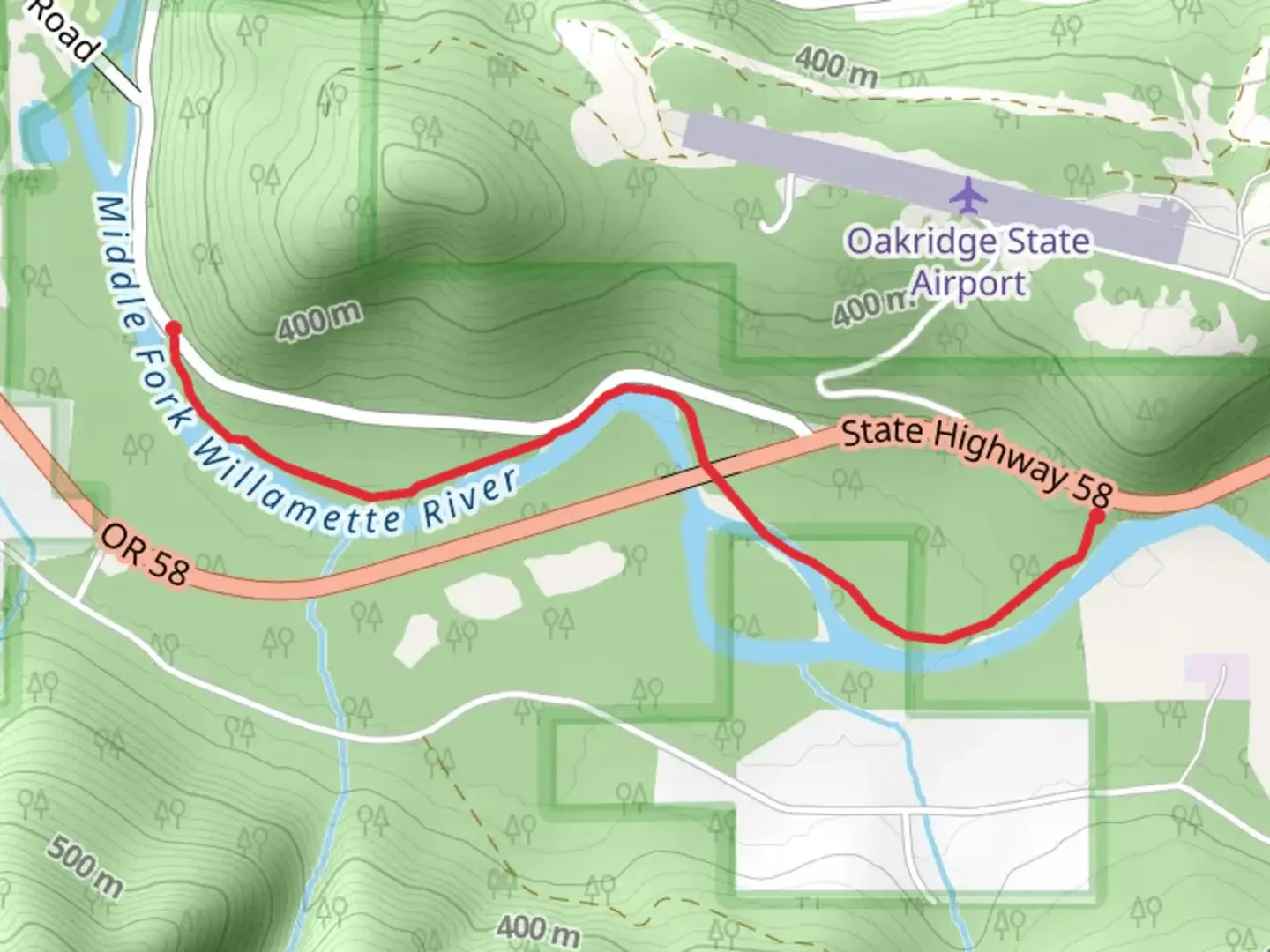 An image depicting the trail Lower Middle Fork Trail and its surrounding area.