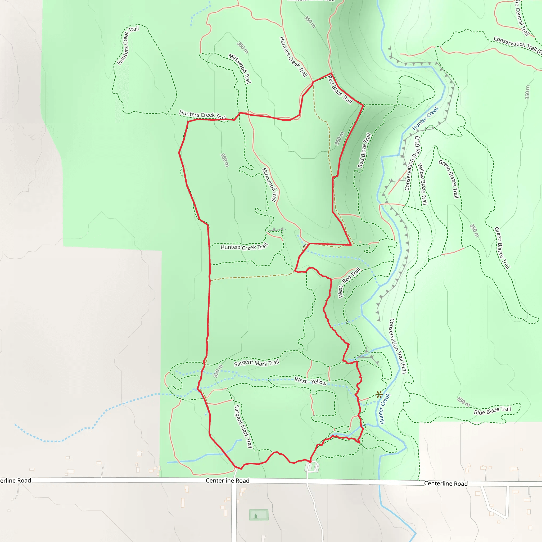 Hunters Creek County Park Loop mobile static map
