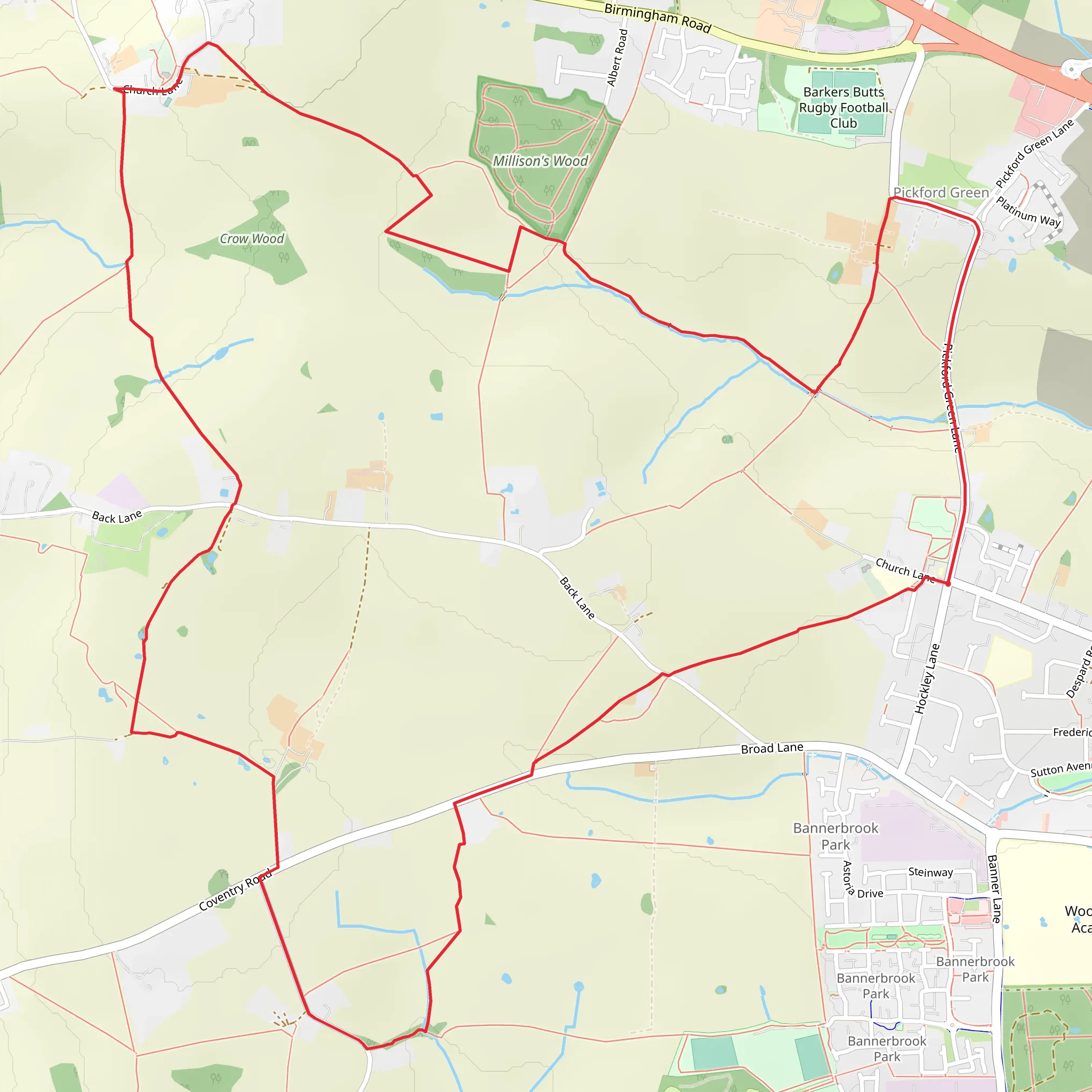 Pickford Green Loop via Crow Wood mobile static map