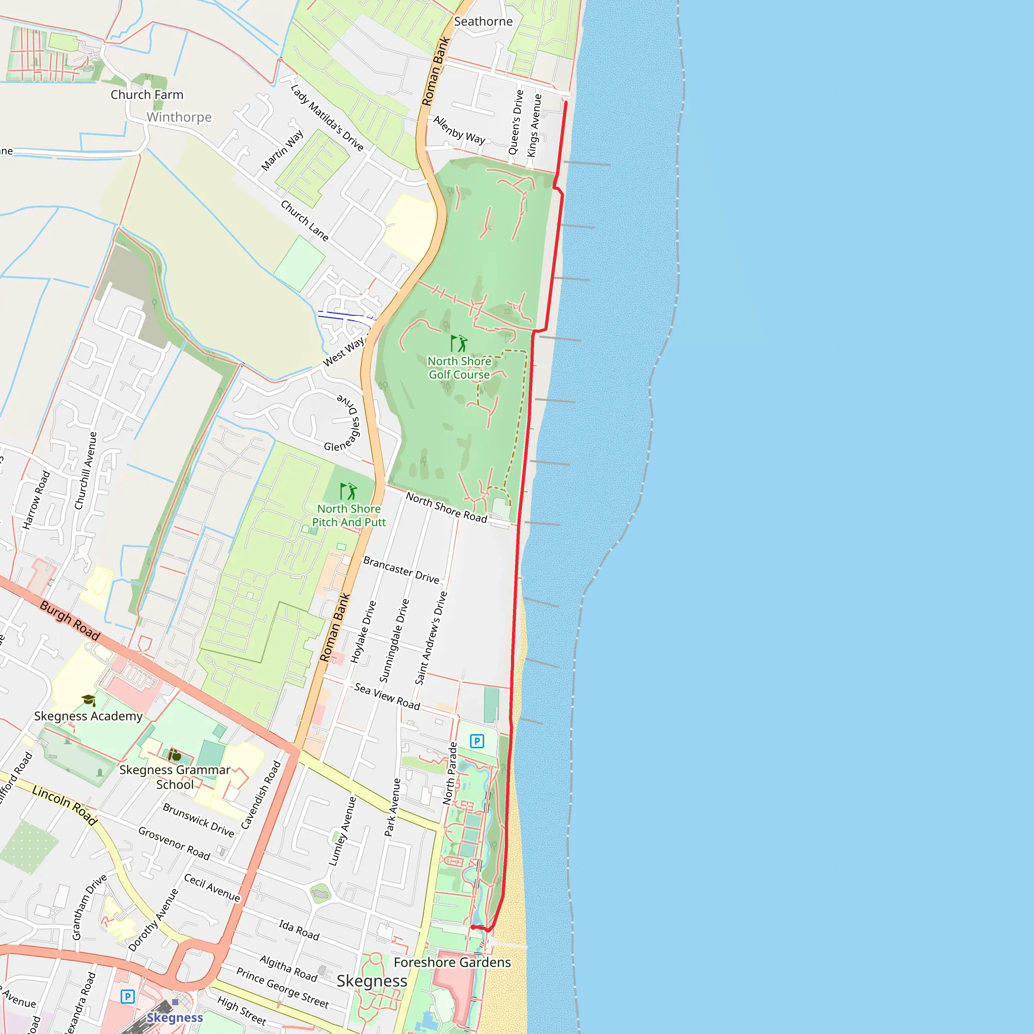 Skegness Beach Walk mobile static map