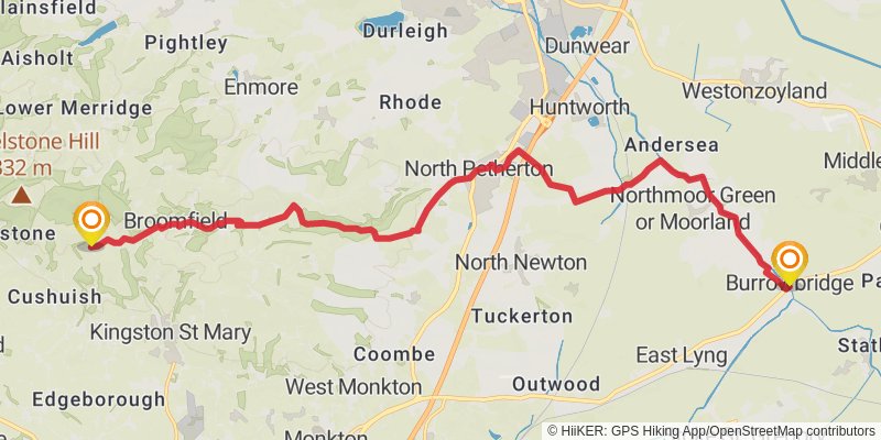 Macmillan Way West - Castle Cary to Barnstaple stage 3 Map
