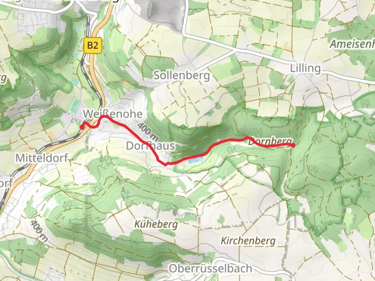 An image depicting the trail Weißenohe to Lillachquelle Walk and its surrounding area.
