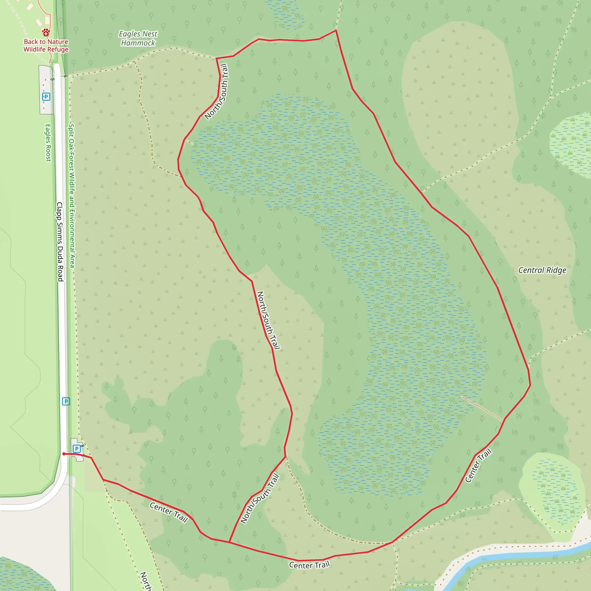 North-South and Center Loop Trail mobile static map