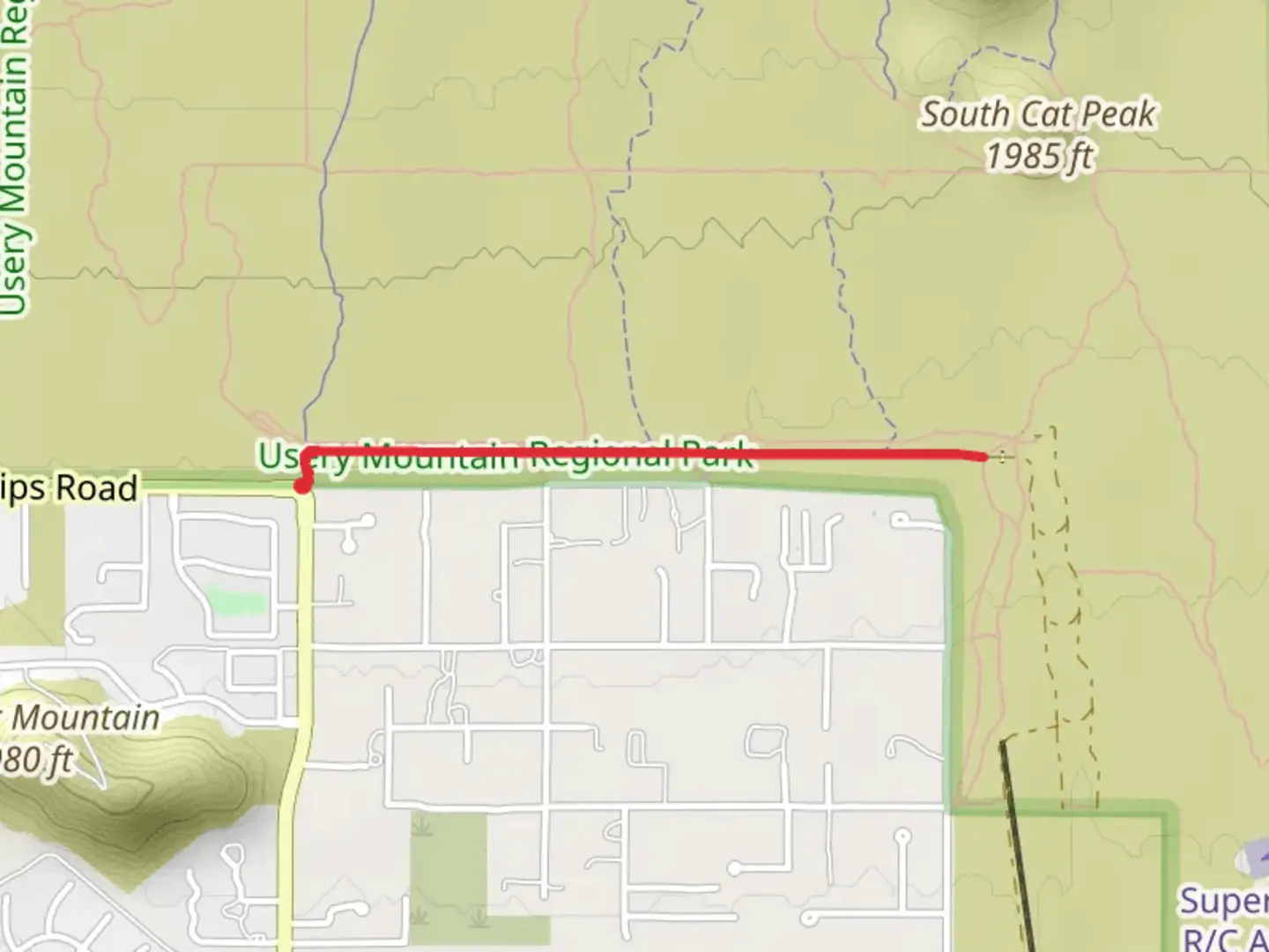 An image depicting the trail Pass Mountain Diversion Channel and its surrounding area.