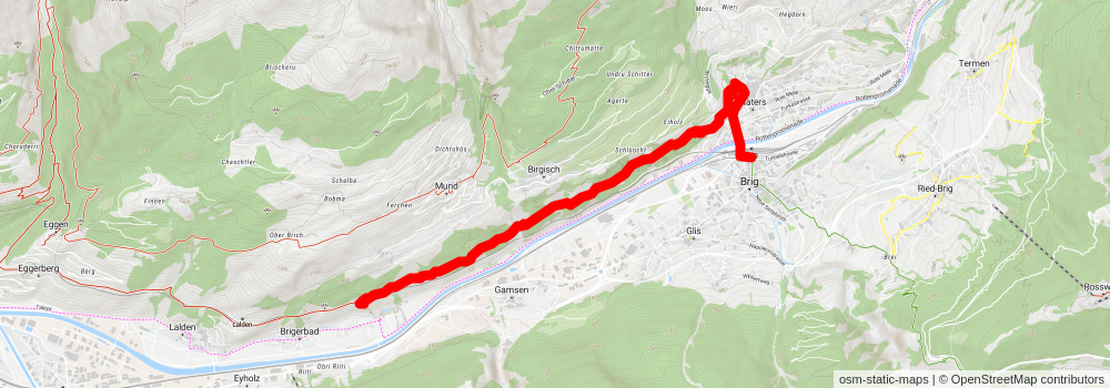 Steg-Hohtenn to Brig Trail stage 3 Map